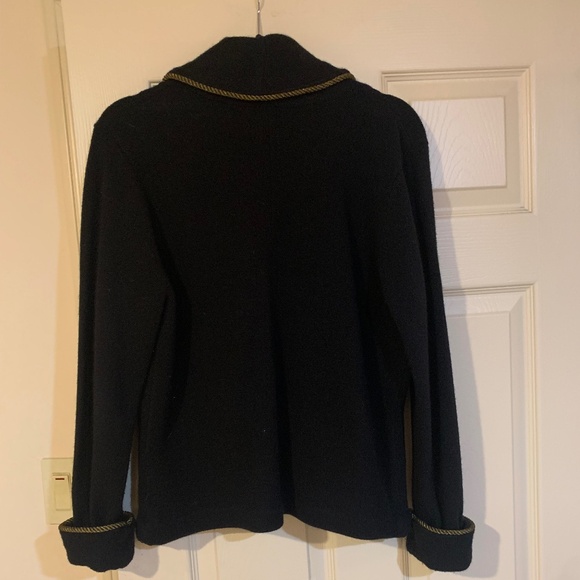 Lauren Ralph Lauren Black/Gold Shawl Collar Wool Sweater sz L - Picture 4 of 5